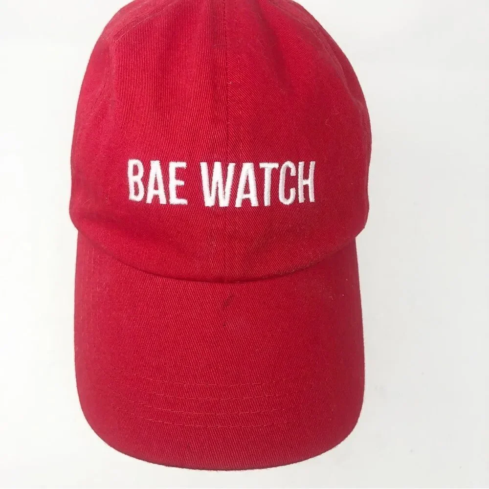 DAVID AND YOUNG | Women’s Red Baseball Style Hat Bae Watch White Embroidery OSFM